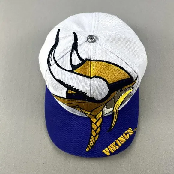 Vintage Minnesota Vikings Hat Snapback White The Game Big Logo NFL Football 90s - Picture 4 of 12